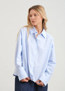 Oversized oxford shirt with high cuffs - CIEL#couleur_CIEL