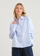 Chemise oversize en oxford à hauts poignets retournables - CIEL#couleur_CIEL