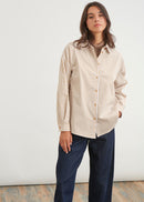 Camisa recta a rayas - BEIGE#couleur_BEIGE