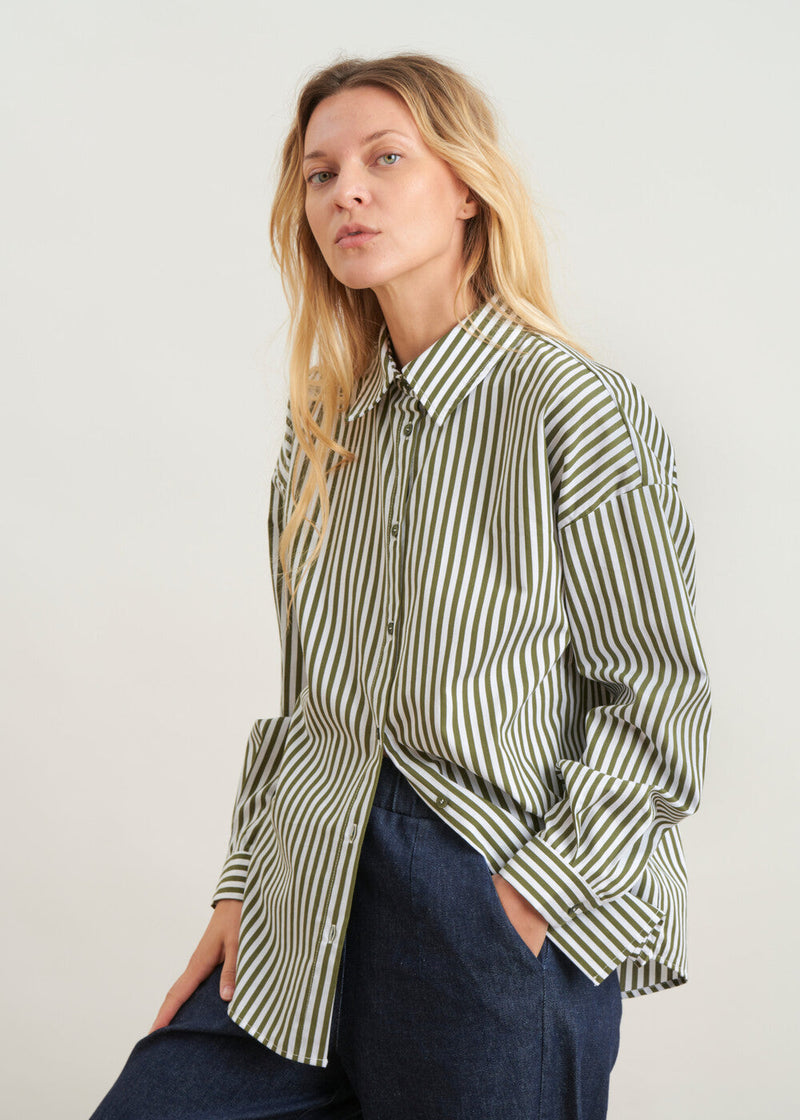 Straight striped shirt - KAKI#couleur_KAKI