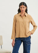 Camisa lisa de manga larga - BEIGE#couleur_BEIGE