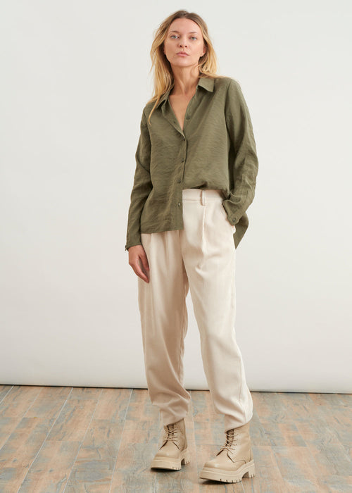 Plain long-sleeved shirt - KAKI#couleur_KAKI