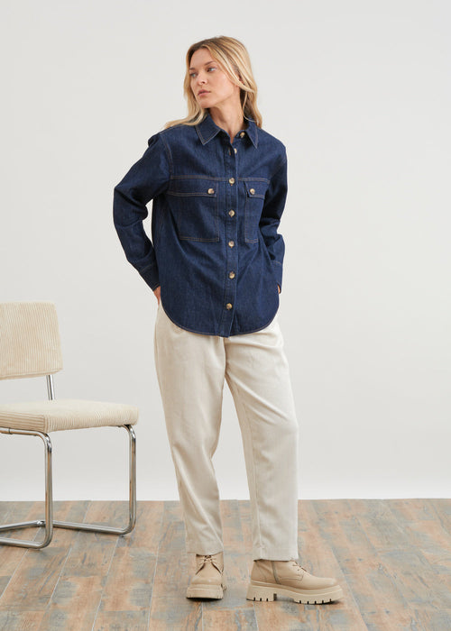 Camisa vaquera cruda - BLEU DENIM#couleur_BLEU DENIM