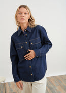 Raw denim shirt - BLEU DENIM#couleur_BLEU DENIM