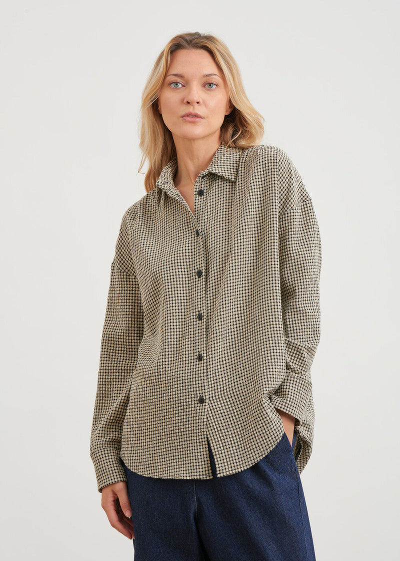 Camisa bicolor cuadros pequeños - BEIGE#couleur_BEIGE