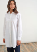 Long, loose-fitting oxford shirt - BLANC#couleur_BLANC