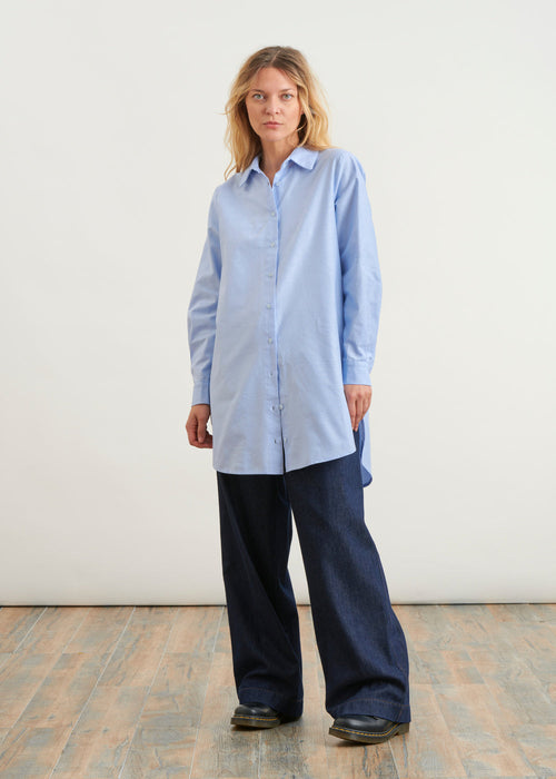 Long, loose-fitting oxford shirt - CIEL#couleur_CIEL