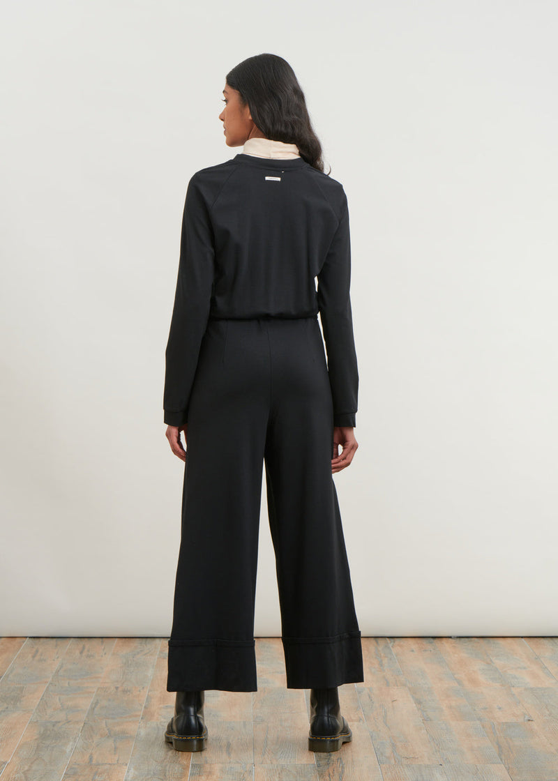 Wide-leg jumpsuit in milano jersey - BLACK#couleur_NOIR