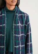 Oversized mohair cardigan with check jacquard - NAVY#couleur_NAVY