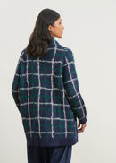 Oversized mohair cardigan with check jacquard - NAVY#couleur_NAVY