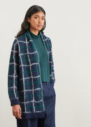 Oversized mohair cardigan with check jacquard - NAVY#couleur_NAVY