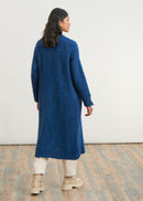 Long bouclette knit cardigan - NAVY#couleur_NAVY