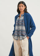 Long bouclette knit cardigan - NAVY#couleur_NAVY