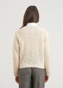 Chaqueta corta de punto por cable - OFF WHITE#colour_OFF WHITE