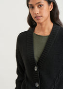 Short cable-knit cardigan - BLACK#couleur_NOIR