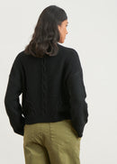 Short cable-knit cardigan - BLACK#couleur_NOIR