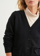 Chaqueta de punto con cuello de pico - BLACK#couleur_NOIR