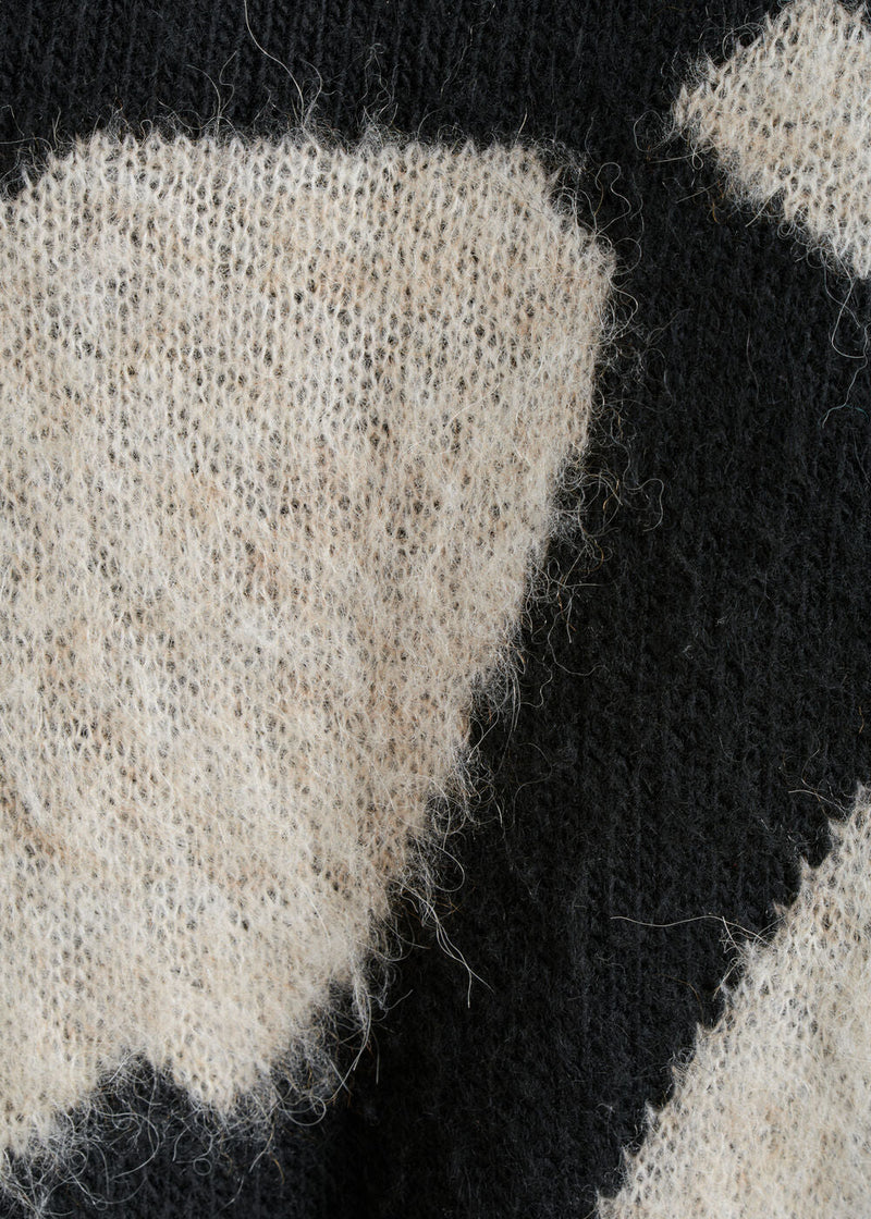 Gilet court en jacquard bicolore - BEIGE/NOIR#couleur_BEIGE/NOIR