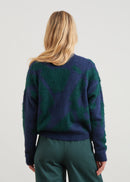 Chaqueta corta de punto jacquard bicolor - NAVY/BOUTEILLE#couleur_NAVY/BOUTEILLE