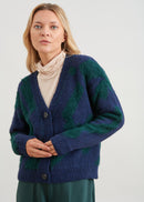 Gilet court en jacquard bicolore - NAVY/BOUTEILLE#couleur_NAVY/BOUTEILLE