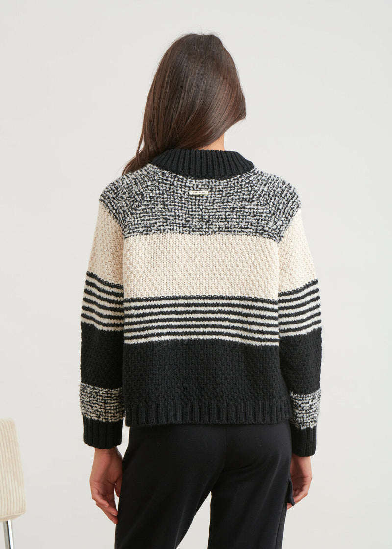 Two-tone graphic cardigan - BLANC / BLACK#couleur_BLANC / NOIR