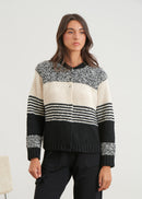 Two-tone graphic cardigan - BLANC / BLACK#couleur_BLANC / NOIR