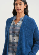 Long-sleeved bouclette knit cardigan - NAVY#couleur_NAVY