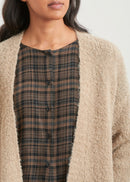 Long-sleeved bouclette knit cardigan - BEIGE#couleur_BEIGE