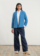 Long-sleeved bouclette knit cardigan - JEAN#couleur_JEAN