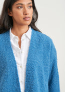 Long-sleeved bouclette knit cardigan - JEAN#couleur_JEAN