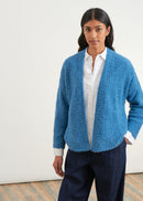 Long-sleeved bouclette knit cardigan - JEAN#couleur_JEAN