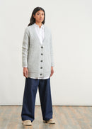 Long bouclette knit cardigan - GREY#couleur_GRIS