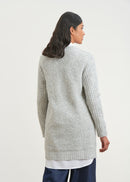 Long bouclette knit cardigan - GREY#couleur_GRIS