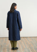 Reversible coat in shearling-effect bi-material and raw denim - CREME#couleur_CREME