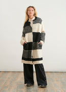 Graphic knitted coat - BLANC / NOIR#couleur_BLANC / NOIR