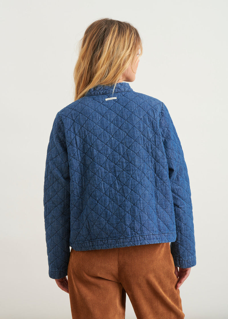 Washed quilted denim jacket - JEAN CLAIR#couleur_JEAN CLAIR