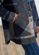 Long jacket with large check - JEAN#couleur_JEAN