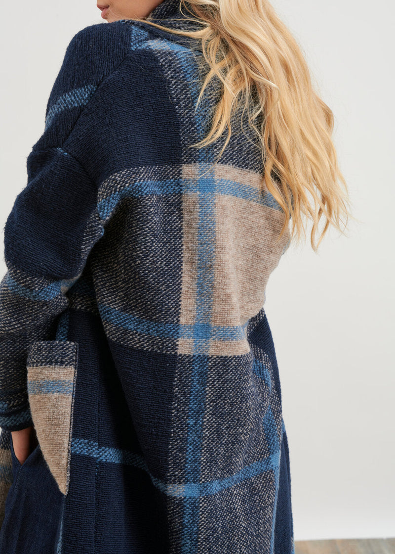 Long coat with large checks - JEAN#couleur_JEAN