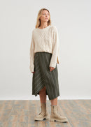 Faux wrap midi skirt in striped flannel - GRIS#couleur_GRIS