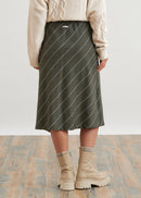 Faux wrap midi skirt in striped flannel - GRIS#couleur_GRIS