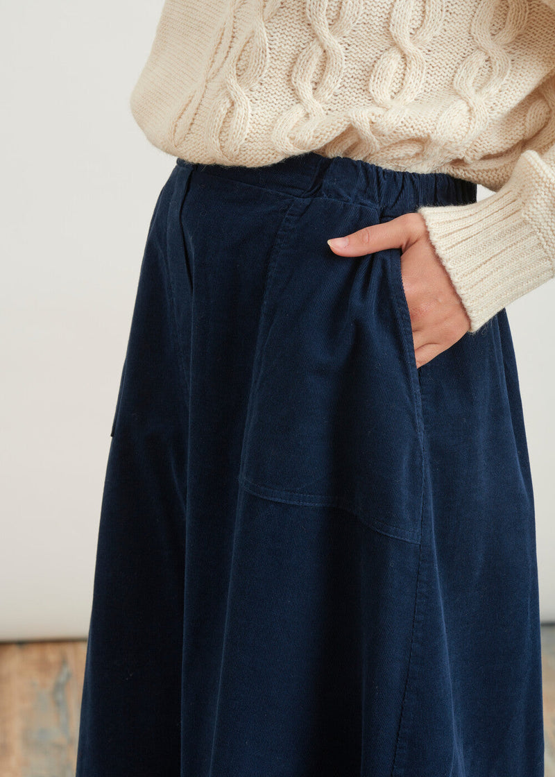 Milleraie velvet long skirt - NAVY#couleur_NAVY