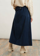 Milleraie velvet long skirt - NAVY#couleur_NAVY