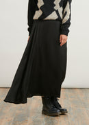 Long asymmetrical satin skirt - NOIR#couleur_NOIR