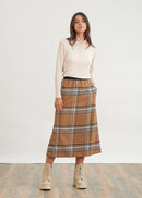 Midi skirt in coarse wool - BEIGE#couleur_BEIGE