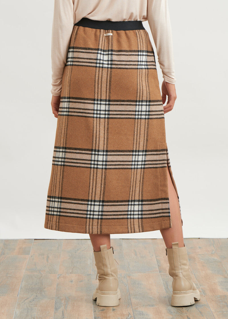 Midi skirt in coarse wool - BEIGE#couleur_BEIGE