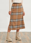 Midi skirt in coarse wool - BEIGE#couleur_BEIGE