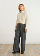 Wide-leg striped flannel pants - GREY#couleur_GRIS