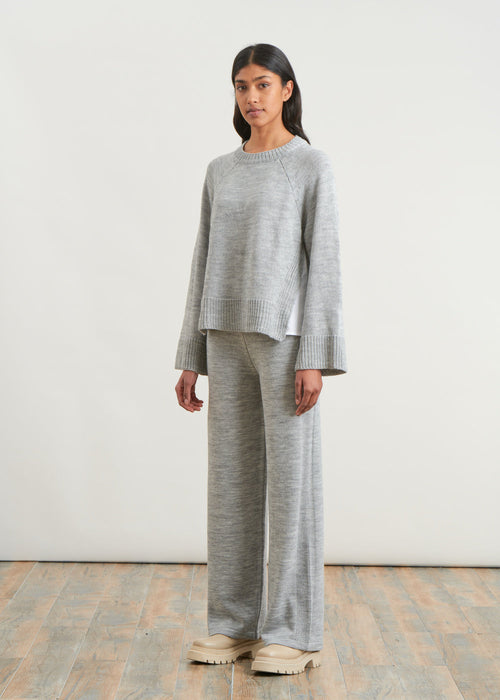 Pantalon droit en maille jersey - GRIS#couleur_GRIS