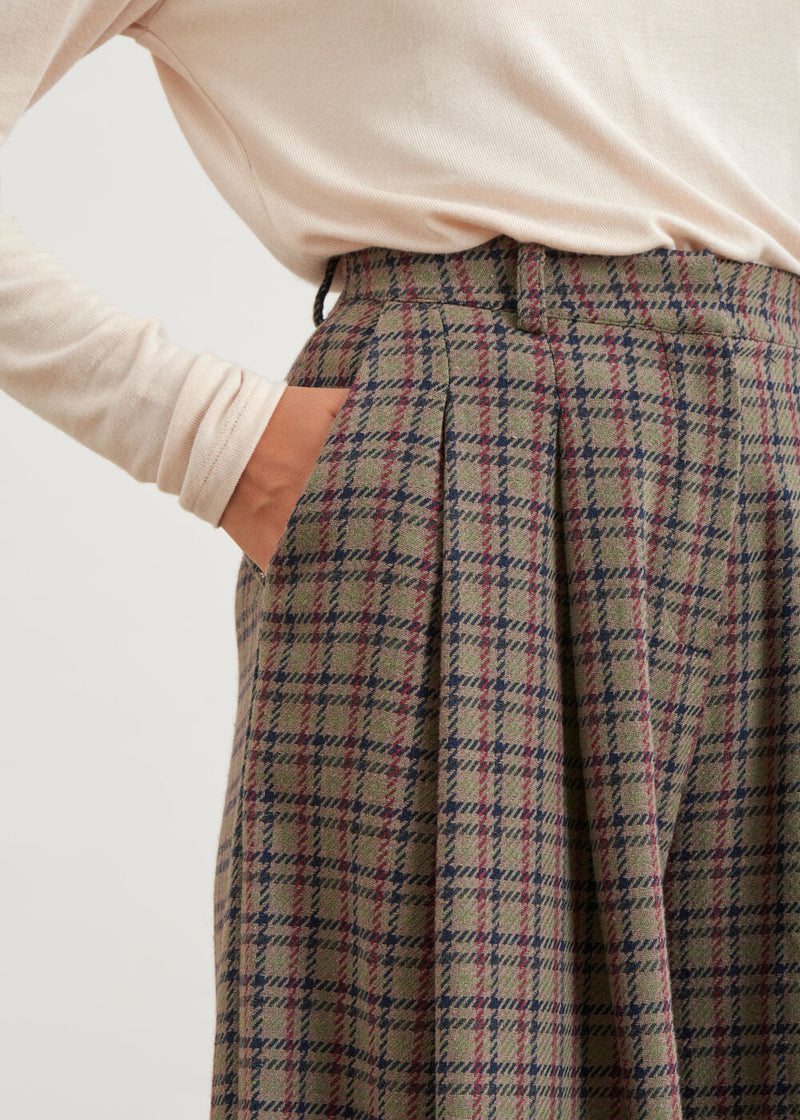 Checked culottes - KAKI#couleur_KAKI