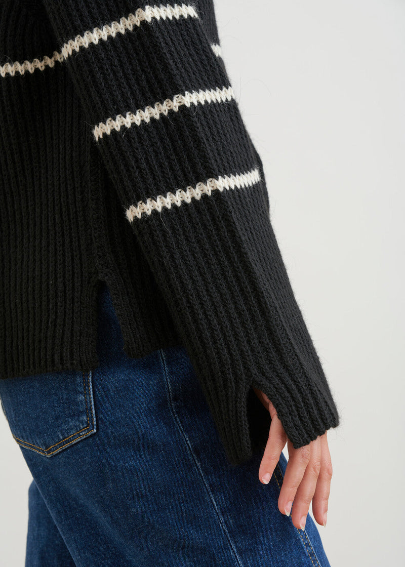 Plaid stripes sweater - BLACK#couleur_NOIR